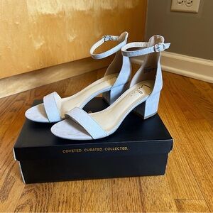 Lulu's Gray Heeled Sandals with Ankle Strap